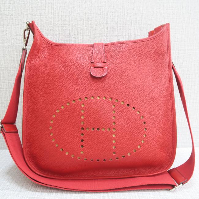 Hermes Evelyne Gm Red Togo Shoulder Bag
