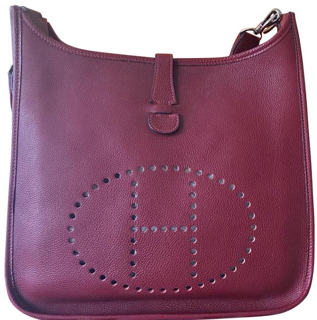 Hermes Evelyne Gm Size Maroon Epson Leather Shoulder Bag
