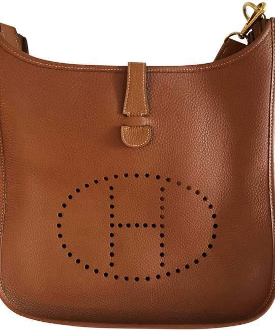 Hermes Evelyne Gm Tan Leather Cross Body Bag
