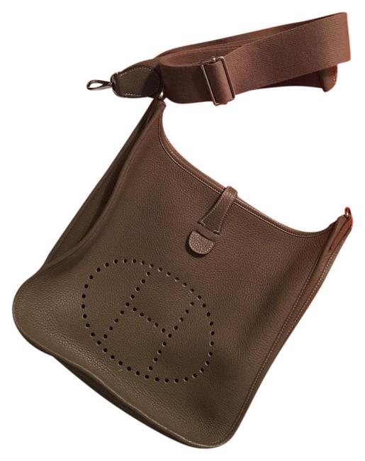 Hermes Evelyne Gray Putty Leather Cross Body Bag