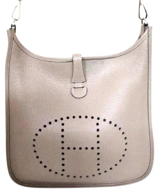 Hermes Evelyne Pm Gray/Beige Leather Shoulder Bag