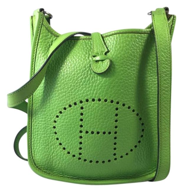 Hermes Evelyne Green Apple Leather Cross Body Bag