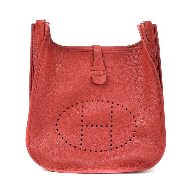 Hermes Evelyne H Logo Red Leather Shoulder Bag
