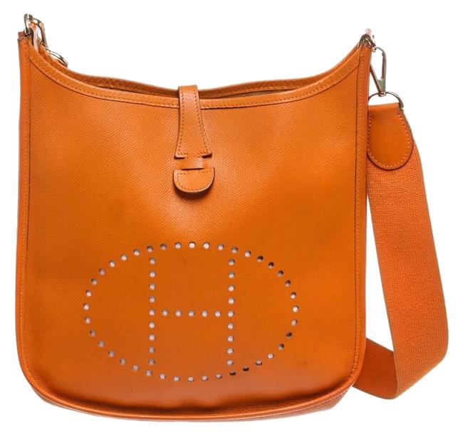 Hermes Evelyne Ii Handbag Orange Leather Messenger Bag