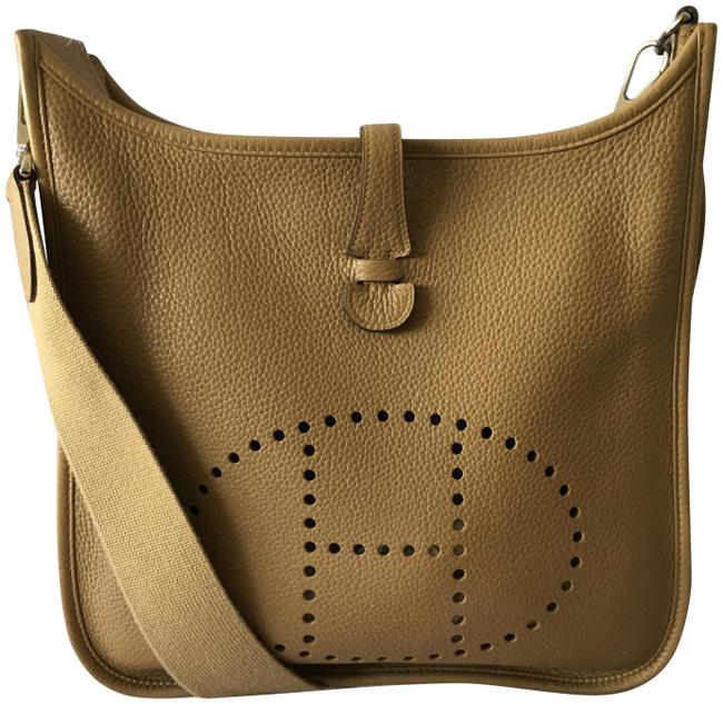 Hermes Evelyne I Beige Clemence Leather Cross Body Bag