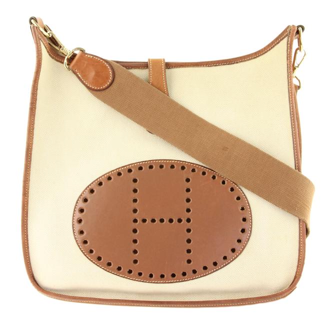Hermes Evelyne I Gm Beige Canvas Shoulder Bag