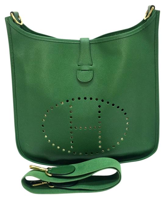 Hermes Shoulder Evelyne I Gm Green Leather Cross Body Bag