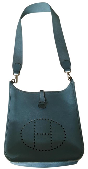 Hermes Evelyne Ii Pm Taurillion Epsom Blue Leather Cross Body Bag