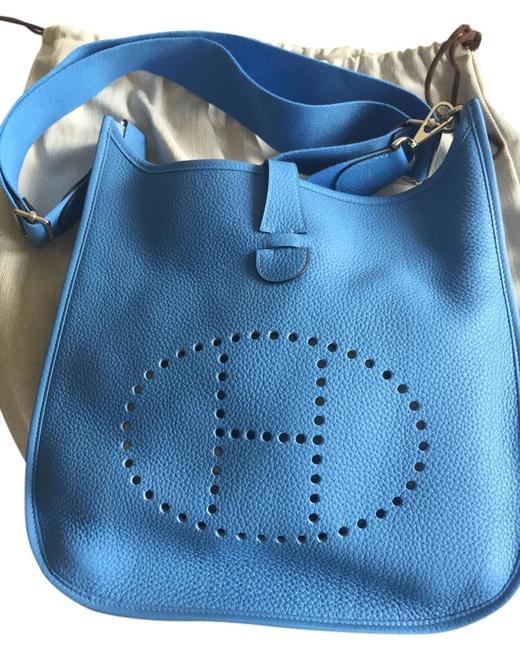 Hermes Evelyne Iii Baby Blue Leather Cross Body Bag