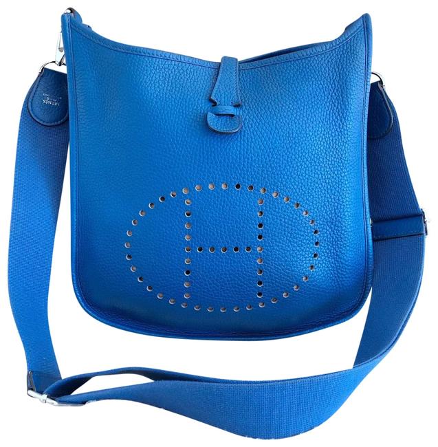 Hermes Evelyne Iii Blue Calfskin Cross Body Bag