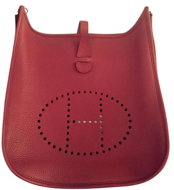 Hermes Evelyne Iii Cranberry Leather Cross Body Bag