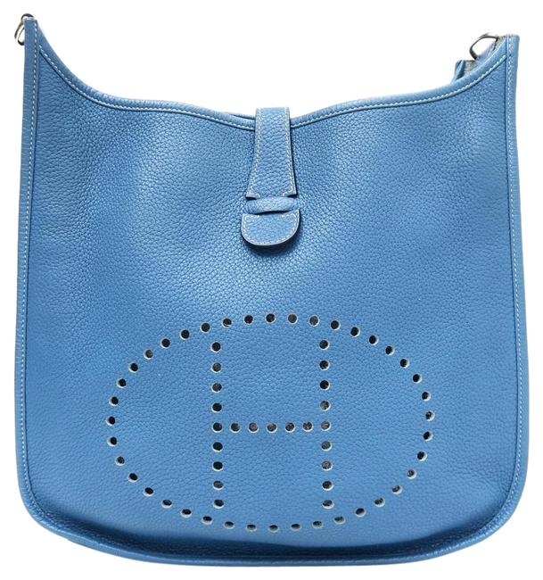 Hermes Evelyne Iii Gm Blue Calfskin Shoulder Bag