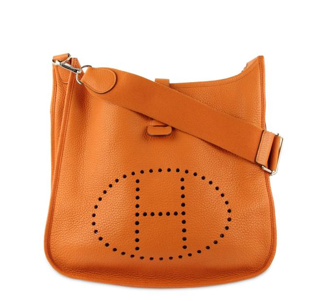 Hermes Evelyne Iii Gm Clemence Orange Leather Shoulder Bag
