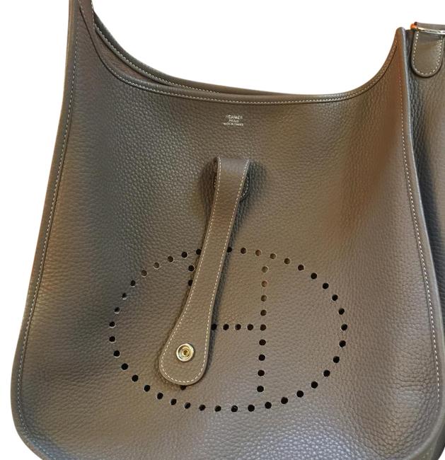 Hermes Evelyne Iii Gm Large Etoupe Clemence Leather Cross Body Bag
