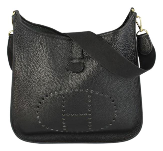 Hermes Evelyne Iii Noir Leather Shoulder Bag
