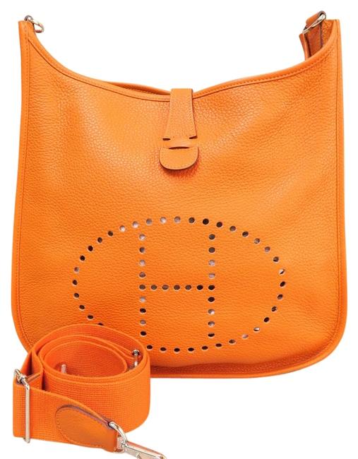 Hermes Evelyne Iii Gm Orangered Calfskin Shoulder Bag