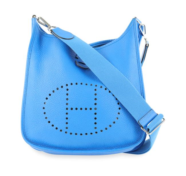 Hermes Evelyne Iii Pm Blue Leather Shoulder Bag