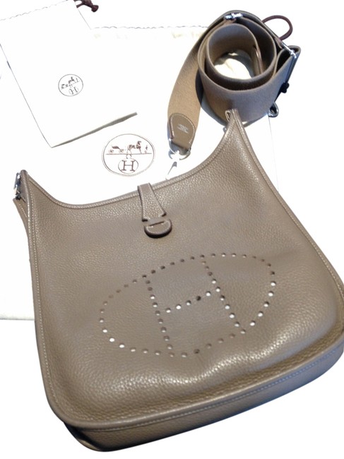 Hermes Evelyne Iii Pm Etoupe Aka Taupe Clemence Leather Cross Body Bag
