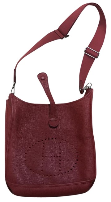 Hermes Evelyne Iii Red Leather Hobo Bag