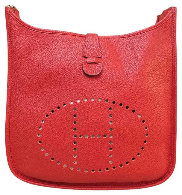 Hermes Evelyne Iii Gm Red Leather Shoulder Bag