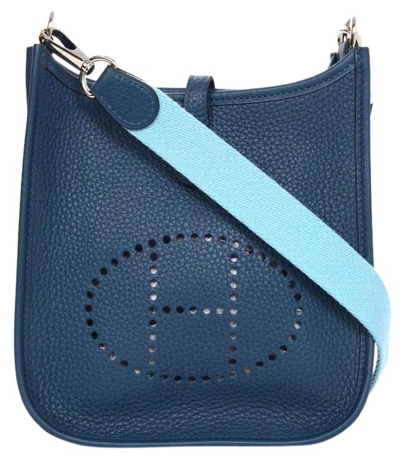 Hermes Evelyne Leather Tpm Mini Blue Cross Body Bag