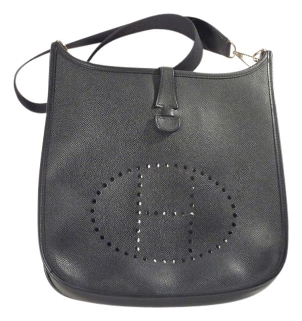 Hermes Evelyne ||| Medium Black Leather Cross Body Bag