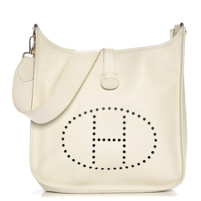 Hermes Messenger Evelyne 870089 White Leather Shoulder Bag