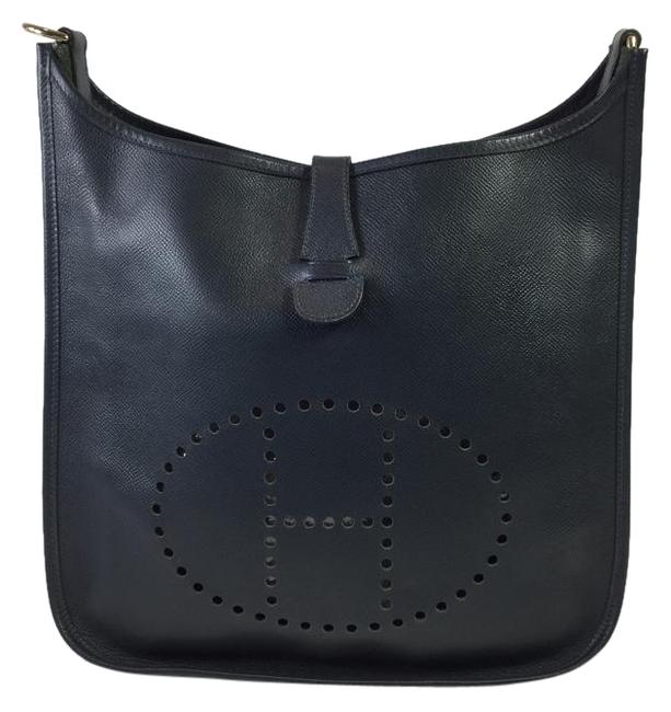 Hermes Evelyne Navy Leather Shoulder Bag