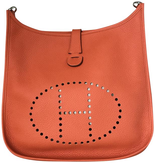 Hermes Evelyne *new Never Used* Pm Togo Orange Leather Cross Body Bag