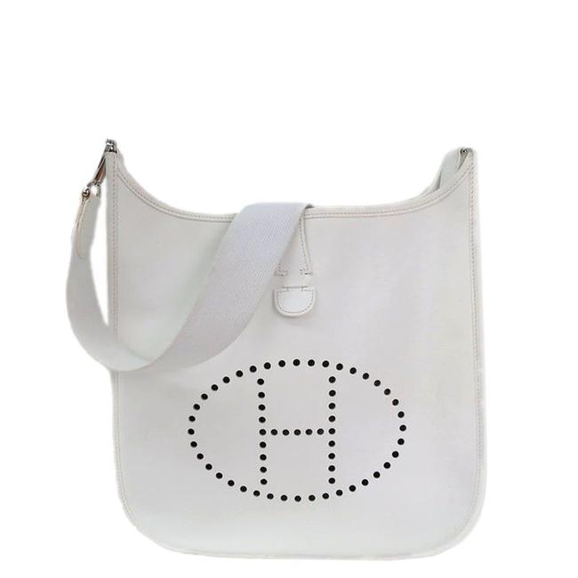 Hermes Evelyne Pm 230229 White Leather Messenger Bag