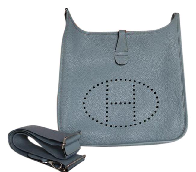 Hermes Evelyne Pm Bleu Lin Taurillon Clemence Cross Body Bag