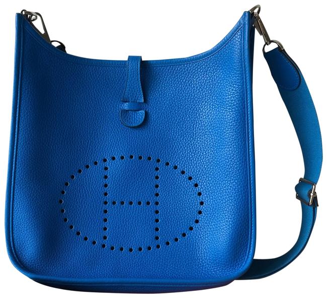 Hermes Evelyne Pm Blue Hydra Leather Cross Body Bag