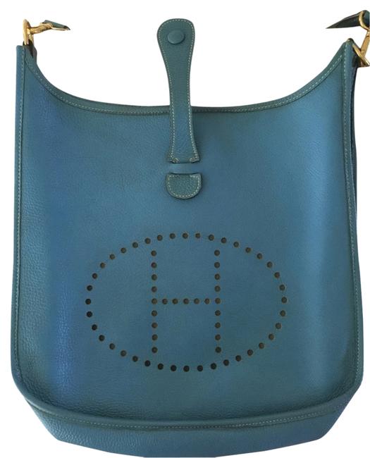 Hermes Evelyne Pm Blue/Turquoise Leather Shoulder Bag