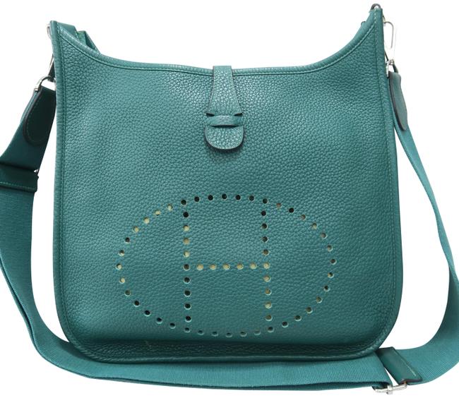 Hermes Evelyne Pm Iii Green Calfskin Leather Shoulder Bag