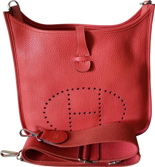 Hermes Evelyne Pm Rose Jaipur Red Clemence Leather Cross Body Bag