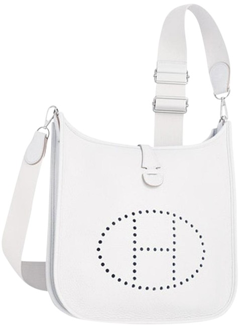 Hermes Evelyne Pm White Leather Cross Body Bag