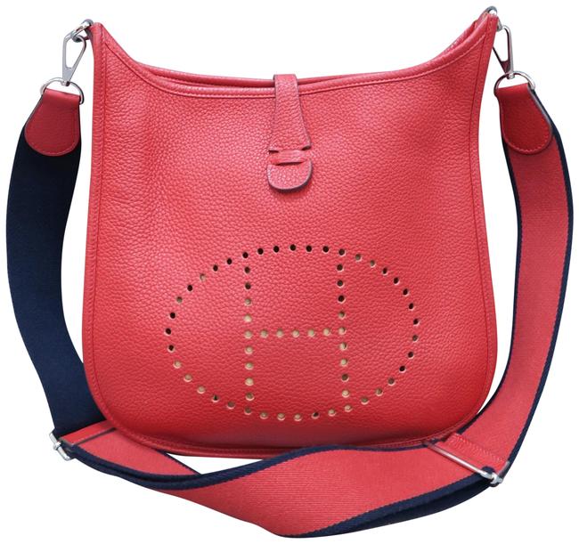 Hermes Evelyne Red Calfskin Leather Shoulder Bag
