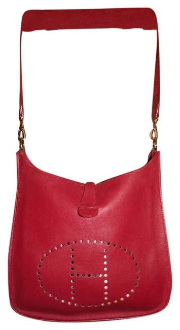 Hermes Evelyne Red Leather Shoulder Bag