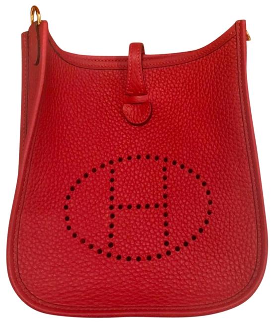 Hermes Evelyne Rouge Casaque Gold Hardwear Red Leather Cross Body Bag