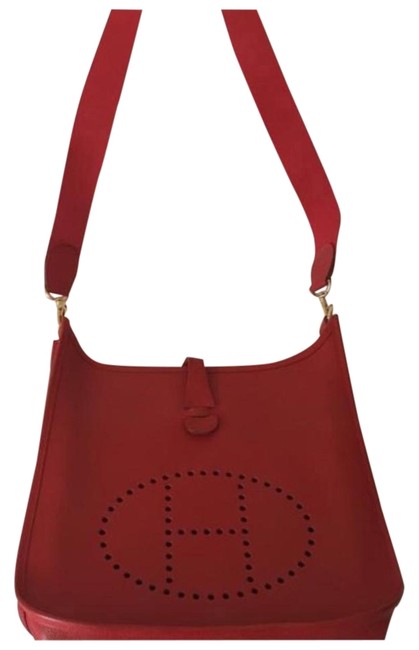 Hermes Shoulder Evelyne Rouge Epsom Red Leather Cross Body Bag