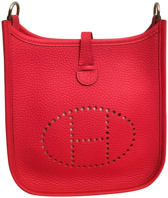 Hermes Evelyne Rouge Tomate Red Clemence Leather Cross Body Bag