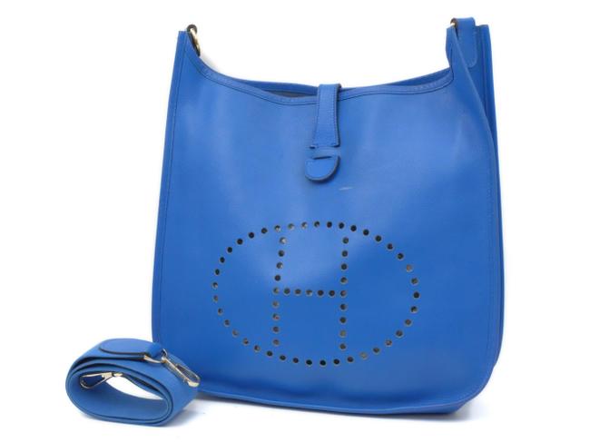 Hermes Evelyne Royal Gm 235502 Blue Courchevel Leather Shoulder Bag