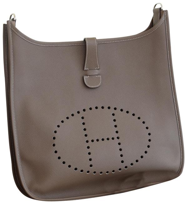 Hermes Evelyne Stunning 111 Gm In Etoupe Epsom Leather Cross Body Bag