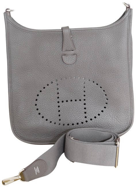 Hermes Evelyne Stunning 111 Pm 29cm In Etain Taurillon Leather Messenger Bag