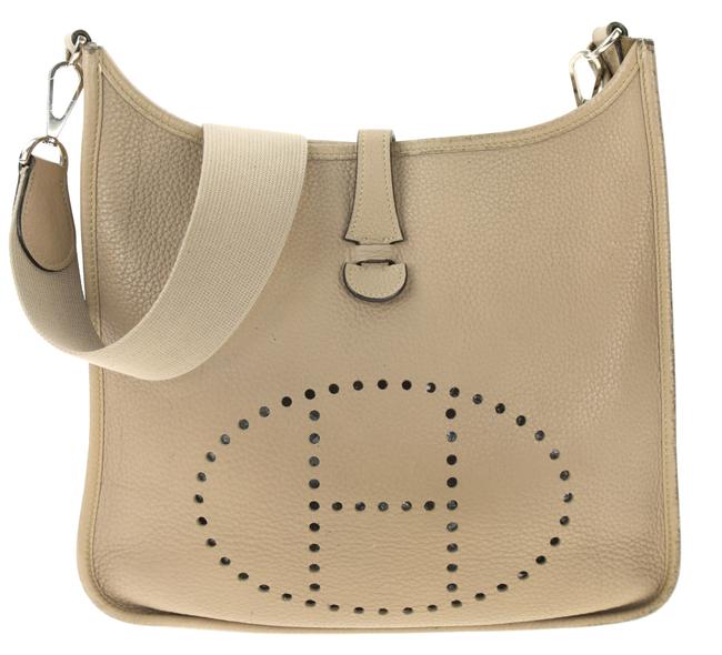 Hermes Evelyne Taupe Pm Beige Leather Shoulder Bag