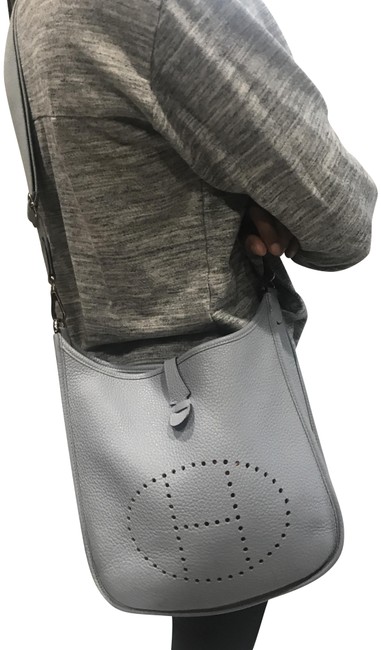 Hermes Evelyne Taurillon Clemence Iii Pm 29 Blue Lin Leather Cross Body Bag