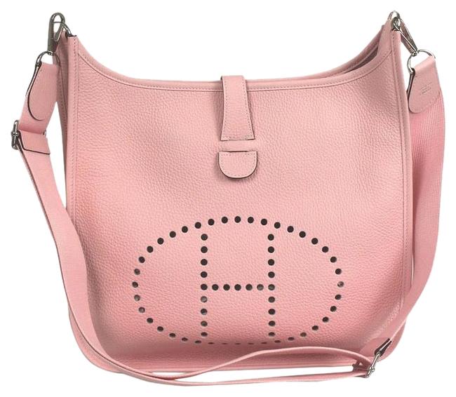 Hermes Evelyne Taurillon Gm Pastel Pink Clemence Leather Cross Body Bag