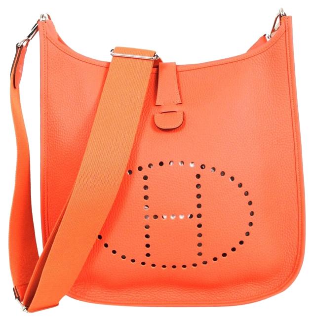 Hermes Evelyne Taurillon Iii Gm Orange Clemence Leather Cross Body Bag