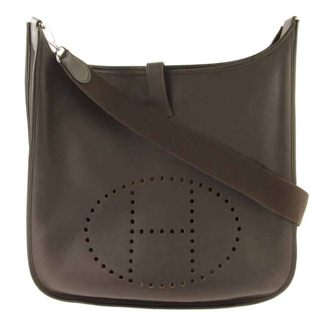 Hermes Evelyne Tgm Chocolate Brown Leather Shoulder Bag
