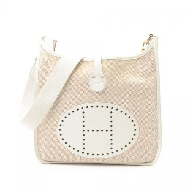 Hermes Evelyne Toile Pm Ivory Barenia Leather Cross Body Bag